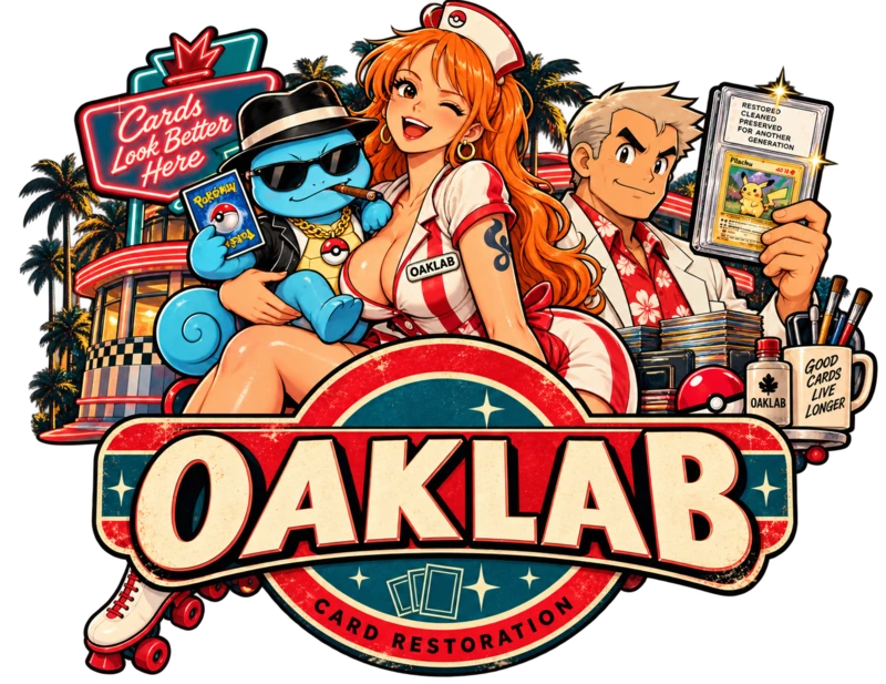 OakLab card restoration — official Miami diner artwork with the full original characters and lettering